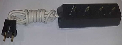 Български разклонители - Разклонител 4ка трапец черен + 2м. кабел
