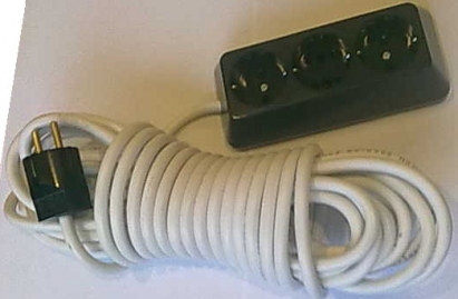 Български разклонители - Разклонител 3ка трапец черен + 10м. кабел